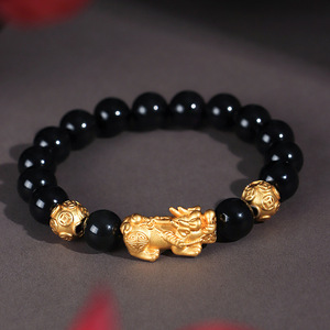 Reale 24K Bracciale In Oro Giallo <span class=keywords><strong>Donna</strong></span> 3D <span class=keywords><strong>Fortuna</strong></span> Benedica Pixiu di Fascino con Red Agata Borda il Braccialetto Regolabile - Product Image 4