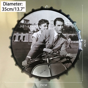 Letreros Personalizables de Metal Estilo Vintage con Forma de Tapa de Botella de Cerveza, 35cm de Diámetro, Placa de Hojalata Antigua para Decoración de Pared de Bar, Pub o Cuarto de Hombre - Product Image 3