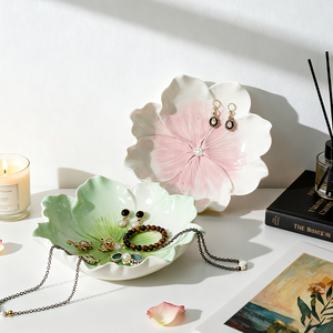 Wholesale Most Popular Flower Decorative <b>Ring</b> Dish Jewlery Tray Ceramic <b>Plate</b> Decor Trinket Dish with Custom logo for Home Decor - Product Image 1