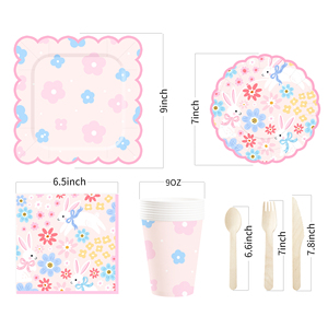 DAMAI New Customized <b>Easter</b> Theme Disposable Paper Plate Napkin Paper Tablecloth with Bunny Tableware Set Festival Decoration - Product Image 5