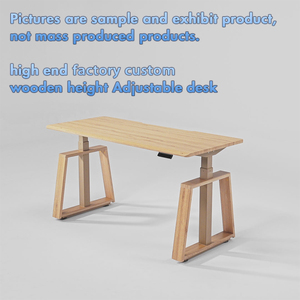 Produits tendance 2026 Nouveautés Bureau debout à base trapézoïdale avec bord biseauté, bureau réglable en <span class=keywords><strong>hauteur</strong></span> à double moteur en bois - Product Image 5