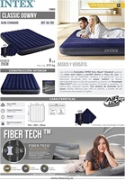 INTEX 64765 Aufblasbares Bett für Zwei Personen mit 2 Kissen, Blaues Tragbares Luftbett für Camping