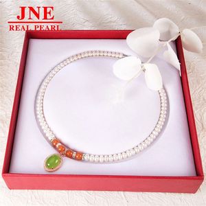 Cadeau pour la fête des mères, perle d'eau douce naturelle avec incrustation d'argent, pendentif en jade naturel de Hotan, lumière intense, légèrement imparfait, 7-8 - Product Image 1