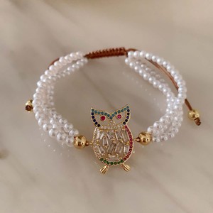 Pulsera Ajustable TK-B586 con Cuentas de Perlas Maravillosas, Dijes de Circonita Arcoíris, Mano de Hamsa Dorada, Búho y Mariposa, Estilo Vintage - Product Image 4