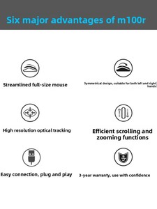 Souris filaire à 3 boutons <span class=keywords><strong>M100R</strong></span>, capteur optique, accessoires informatiques USB pour ordinateur portable, usage professionnel et domestique - Product Image 5