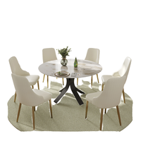 Table à manger en pierre frittée marbrée 6 places de Chine, style moderne et luxueux, plateau rotatif, pieds en métal, livraison directe, mobilier de maison, garantie 1 an