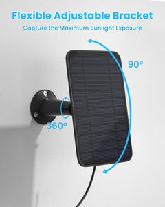Sunfield N-Type 5W 5v 6v 20% Efficient All Black Solar Panel <b>Charger</b> Blink Outdoor/XT2 Camera 4m Charging <b>Cable</b> IP65 SFED-P5M - Product Image 5