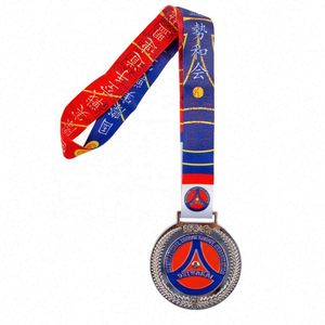 Médaille sportive en alliage de zinc avec ruban, fabrication en gros en usine, récompense 3D personnalisée, médaille de marathon, médaille d'or - Product Image 3