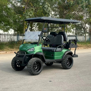 Chariot de golf électrique avec cabine fermée et verrouillable, remorquage robuste, attelage de classe I, compresseur d'air pour gonflage des pneus, benne basculante - Product Image 1