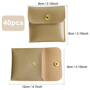 PUPPYSEW Wholesale 40pcs PU Jewelry Pouch Bag High Quality Leather Bag With Button Necklace Ring Earring Package Bag <b>NO</b> <b>Logo</b> - Product Image 2