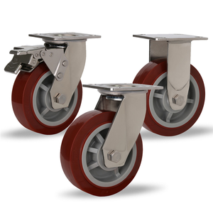 Schwerlast 4'' 5'' 6'' 8'' Anti-Rost Edelstahl 304 Drehplatte Inox-Rahmen-Rolle mit PU-Nylonkautschukrädern 100-200 mm - Product Image 1