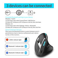 Siap Kirim Mouse Vertikal Nirkabel 2.4G + BT Pengiriman Cepat Ergonomis RGB Isi Ulang Gaming Mouse Dropshipping untuk Laptop PC
