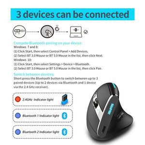 Ratón Vertical Inalámbrico 2.4G + BT, Envío Rápido, Ergonómico, RGB, Recargable, para Juegos, Dropshipping para Laptop y PC - Product Image 6