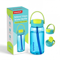 Bouteille d'eau en plastique Tritan Everich ODM avec logo personnalisé, design à large ouverture, couvercle anti-fuite et corps de bouteille en Tritan avec paille