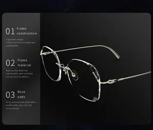 Grosir logam elegan bingkai kacamata Anti cahaya biru Titan kacamata