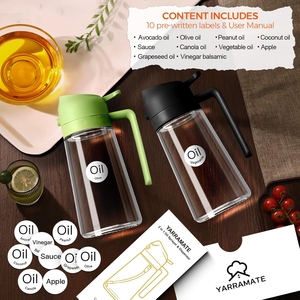 Rociador de <span class=keywords><strong>Aceite</strong></span> de Oliva de Vidrio Negro de 470 ml, Dispensador de <span class=keywords><strong>Aceite</strong></span> 2 en 1 con Control de Porciones, Botella de <span class=keywords><strong>Spray</strong></span> de <span class=keywords><strong>Aceite</strong></span> de Cocina de Grado Alimenticio para Cocina - Product Image 3