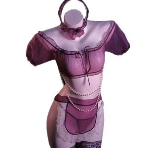 Conjunto de Lencería Erótica Golden Shuttle Morado Talla Única en Tela de Viscosa Ropa de Dormir Femenina - Product Image 5