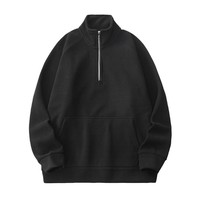 Sweat-shirt décontracté à col montant et demi-zip en velours épais de 500 grammes pour l'hiver, personnalisé pour fabricants de vêtements