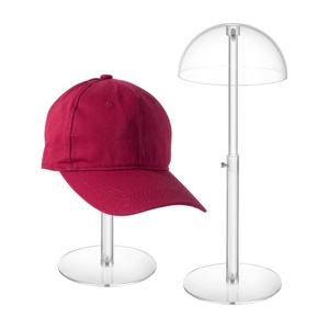 Présentoir à chapeaux en acrylique transparent réglable en hauteur pour casquettes de baseball, perruques de cowboy et présentoirs de comptoir - Product Image 1