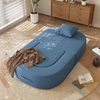 VOXHOME Nordisches Minimalistisches Einzelsofa-Bett für Wohnzimmer Schlafzimmer Heim-Möbel Klappbares Faulbett-Sofa Blaues Bouclé-Sofa