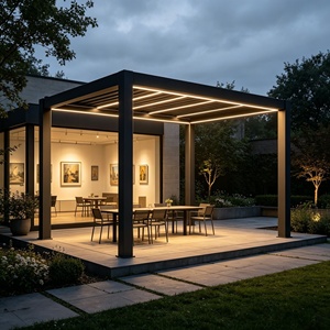 Pabellón de Jardín Eléctrico con Persianas Ajustables, Aplicable en Múltiples Escenarios, Poste de Aleación 6063 con Recubrimiento en Polvo, Totalmente Impermeable con Drenaje Oculto - Product Image 4