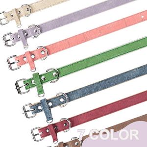 Collar de perro ajustable a cuadros de cuero suave con hebilla de metal a prueba de óxido - Product Image 2