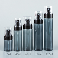 Bouteilles en plastique transparentes ou noires personnalisées de 30 ml, 60 ml, 80 ml, 100 ml, 120 ml pour cosmétiques, maquillage, corps, cheveux, visage, tonique, eau, vaporisateur fin