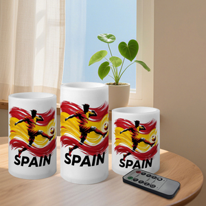 Velas LED Ecológicas sin Llama para Fiestas de Aficionados al Fútbol de España, Set de 3 Piezas, Temática 2026 Personalizada, Luces Decorativas - Product Image 2