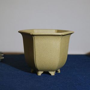 Macetas de Arcilla Morada Hechas a Mano, Macetas para Bonsái, Macetas con Forma de Sésamo, Macetas Hexagonales, Estilo Su Ling - Product Image 2
