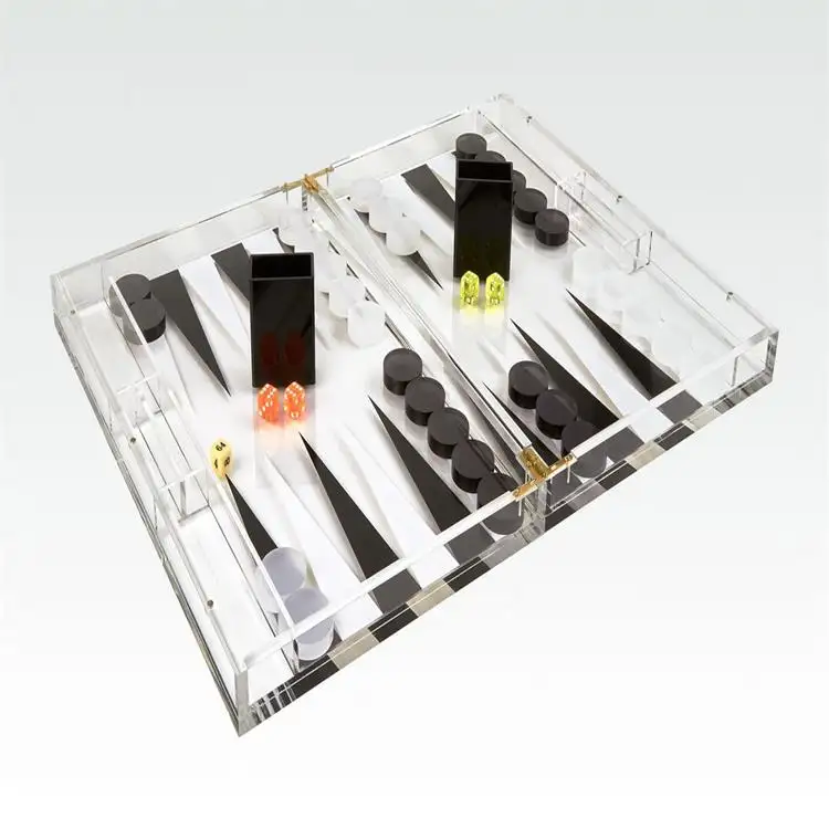 Transparent Clear Lucite Board Free Design Mini Acrylic Backgammon Game Set for Friends Party