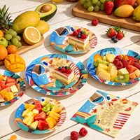 Assiettes et serviettes de plage, vaisselle pour fête d'été, assiettes en papier jetables sur le thème hawaïen pour décorations de fête d'anniversaire