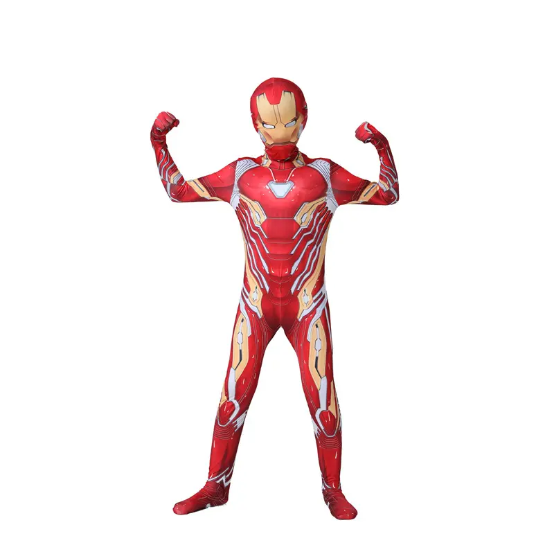 Ferro bodysuit Homem palco desempenho Halloween traje crianças masculino cos terno