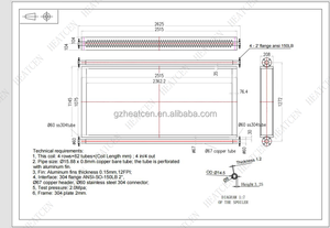 Bobine de refroidissement de remplacement en tube de cuivre à ailettes d'aluminium, échangeur de chaleur liquide-air pour eau réfrigérée / vapeur / eau chaude - Product Image 6