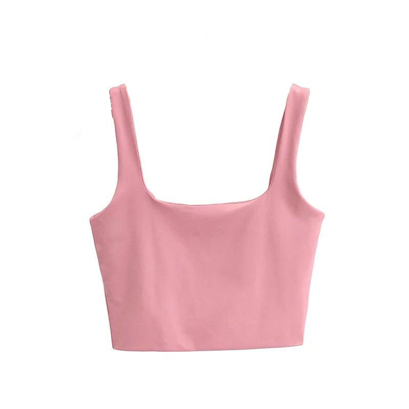 Wholesale Polyester Spandex Sleeveless Square Collar Casual Yoga Crop Tops Sport Fitness Womens Tank Tops