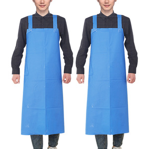 Double Fish Double Shoulder Strap Thickened PVC Waterproof <b>Apron</b> Blue 80x110cm Oil Proof <b>Kitchen</b> Seafood <b>Apron</b> - Product Image 1