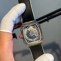 Boîtier personnalisé en fibre de carbone 67-02, données d'usine d'origine, position à 7 heures, rotatif, montre mécanique décontractée pour homme