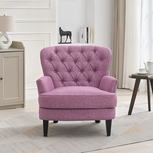 Modern Upholstered Lounge Chair with Nailhead Trim Solid Wood Legs Adjustable Height <b>Waterproof</b> & Eco-Friendly Wing <b>Back</b> Design - Product Image 1