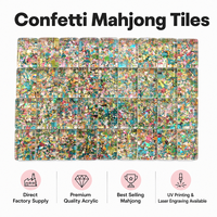 Tuiles de Mahjong en Acrylique Confetti 19mm (1,2 po) Taille Standard Compatible avec les Supports de Mahjong Américains Logo Personnalisé Impression UV Gravure Laser OEM