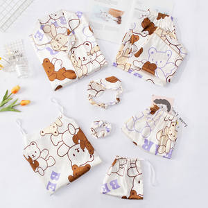 Nouveau <span class=keywords><strong>pyjama</strong></span> de vêtements de nuit en soie satinée pour femmes ensembles de nuit grande taille 7 pièces pour l'été et le printemps - Product Image 4