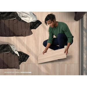 Azulejos de Porcelana con Aspecto de Madera Natural de 60x120cm y 10mm de Grosor, Colección para Pisos y Paredes, para Diseño de Interiores de Dormitorios de Hotel - Product Image 3