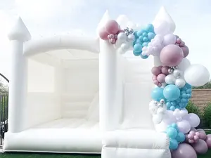 Casa de deslizar branco casamento castelo bouncy casa para casamento/festa