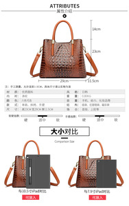 Bolsos de hombro de moda Bolso de cuero de cocodrilo para mujer Bolso de lujo Bolsos de cocodrilo para mujer Lujo - Product Image 3