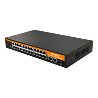 Conmutador PoE Pasivo No Estándar TiNCAM Gigabit con 24 Puertos 10/100M, 2 Puertos Uplink 10/100/1000Mbps, 1SFP, VLAN, para Sistemas de Intercomunicación en Edificios
