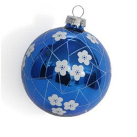 Grosir ornamen natal meriah gelas cetak mewah dekorasi bunga Pagoda biru dan putih Tiongkok
