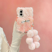 Étui de téléphone luxueux en dentelle et strass avec ruban et pompons pour Galaxy Z Fold 8 Ultra - Housse de protection pliable avec dragonne à 3 pompons