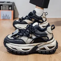 Zapatos deportivos casuales retro de moda para hombre, con cordones, plataforma alta, para invierno.