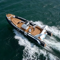 Bateau pneumatique à coque en fibre de verre RIB 760 de 25 pieds, bateau à grande vitesse avec moteur hors-bord pour patrouille côtière