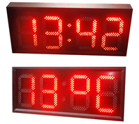 Jam LED Luar Ruangan Tahan Air yang Dapat Diprogram RF, Tampilan Waktu dan Suhu, Papan Digital LED Luar Ruangan, Panel LED IP65