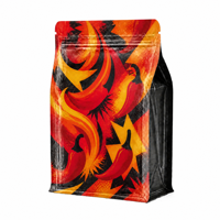 Sachet imprimé à fond plat, scellé sur huit côtés, en BOPP/AL/PE pour l'emballage de produits tels que les snacks épicés, les assaisonnements et les aliments secs, destiné à la vente au détail.