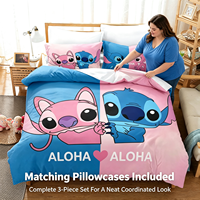 Juego de Ropa de Cama ChamXue, Funda de Edredón y Fundas de Almohada, Serie de Dibujos Animados de Animales, Juego de Ropa de Cama Moderna de 3 Piezas con Estampado de Microfibra, Tela de 200 Hilos